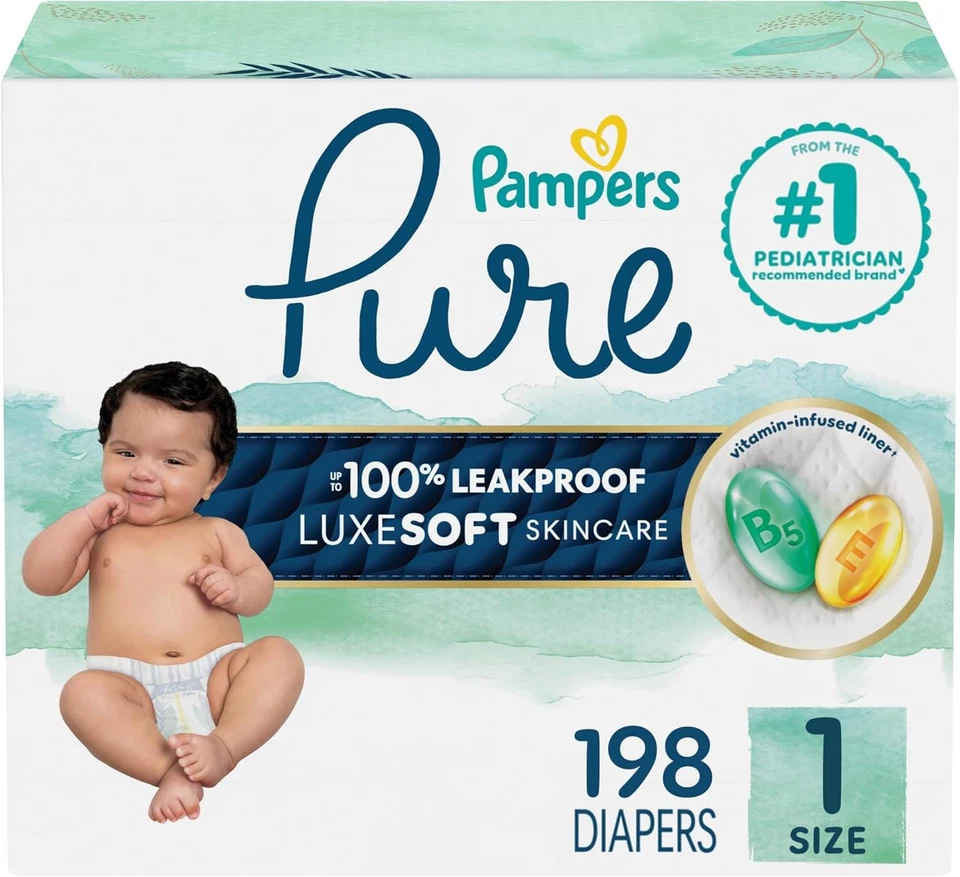 Pañales para bebé Pampers Pure Protection talla 1 - 198ct Foto 1 de 4