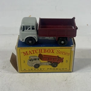 MATCHBOX LESNEY #3 BEDFORD TIPPER TRUCK w/ Type "D" Box, 1961, Truck NM Box VG - Picture 1 of 6
