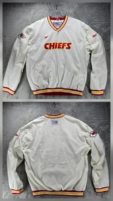 Chaqueta cortavientos blanca vintage Kansas City Chiefs Reebok Pro Line NFL talla L Foto 1 de 4
