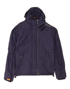 SUPERDRY Mens Hooded Windbreaker Jacket UK 40 Large Navy Blue Nylon AS06 - Picture 1 of 4