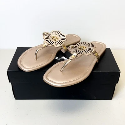 COACH 女式 Julia 金属香槟凉鞋 7.5B 码-全新带盒 G5059 — 第 1/4 张图片