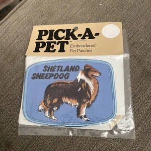 Vintage Pick A Pet Embroidered Pet Patch Shetland Sheepdog - Picture 1 of 2