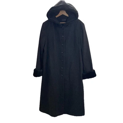 Gabardina Donnybrook Larga de Lana con Capucha Plumero Maxi Gris Borde de Piel Sintética Foto 1 de 4