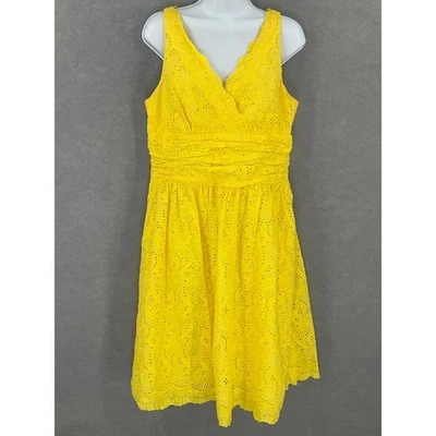Vestido Donna Morgan Talla 14 Amarillo Ojales Encaje Babydoll Ajuste Acampanado Y2K De Colección Foto 1 de 4