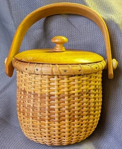 Mini cesta artesanal NANTUCKET con mango 7x5" - Imagen 1 de 8