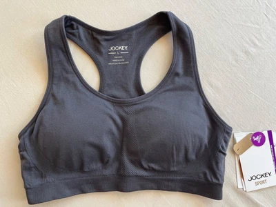 JOCKEY Sports Bra Low-Impact Removable Cup L Seamless Moisture-Wicking, Gray NEW - Image 1 of 4