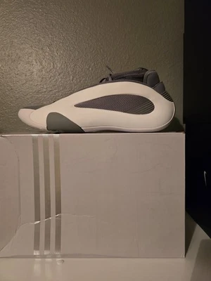 Adidas Harden Vol. 8 size 12.5 Flat White/Gray. Patent Leather Toe Box. JP5439. - Image 1 of 4