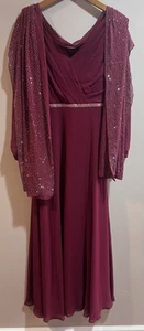 Ever Pretty Mother Of The Bride Dress Size 8 With Matching Wrap Burgundy - Picture 1 of 7