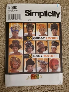 Simplicity 9560 Rare Easy Sewing Pattern African Hats for Women by Shanti FF  - Picture 1 of 4