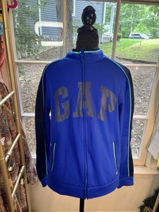 GAP Kids Boy Full Zip Sweater Fleece Jacket Blue Athletic Wear Sz XXL - Picture 1 of 7