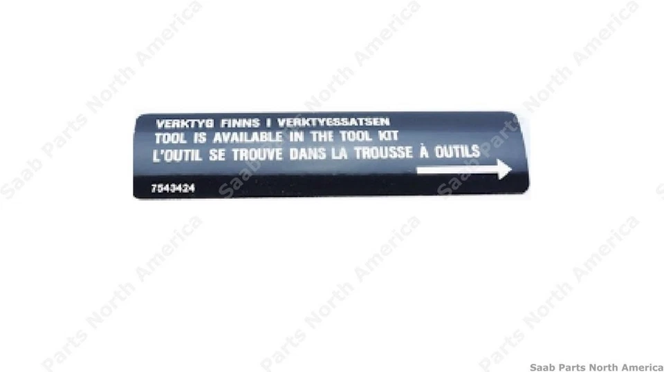 Genuine Saab Tool Label For 1990 Saab 900 7543424-AB - Image 1 of 1
