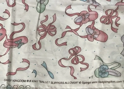 Vintage Daisy Kingdom Ballerina BALLET SHOES All Over 1.5 yards GLITTER!! Cotton - Image 1 of 4