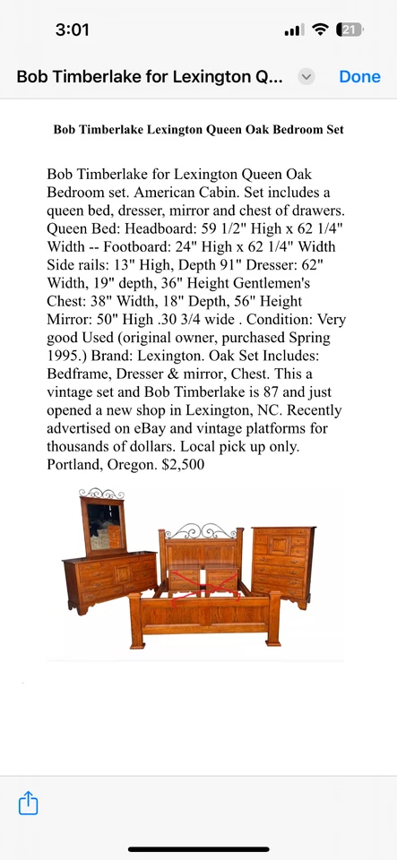 Bob Timberlake Lexington Queen Bedroom Set - Image 1 of 4