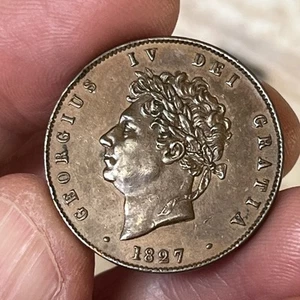Great Britain 1827 Half Penny 1/2 Pence - Picture 1 of 8