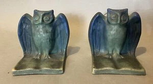Pair of Van Briggle Art Pottery Owl Bookends - Picture 1 of 10