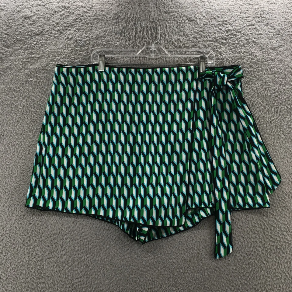 Diane Von Furstenberg Wrap Skort Shorts Womens 1X Multicolor Back High Rise Zip - Image 1 of 4