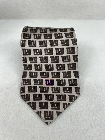 New York Giants Vintage Ralph Martin 2000 Tonal Logo AOP Neck Tie - Tan Cover
