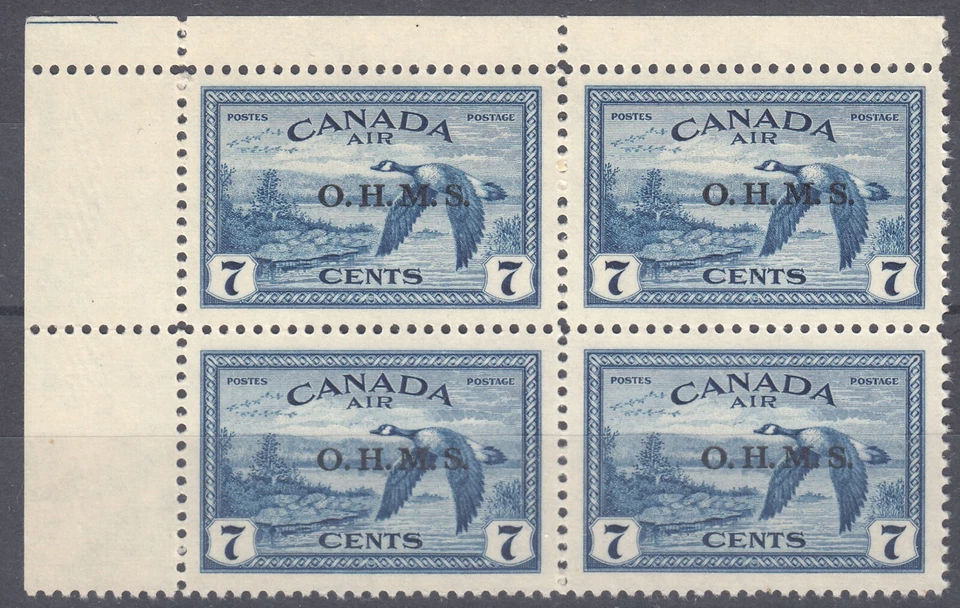 Canada: #CO1 C01, 7c Goose 'OHMS' O/P Official UL Corner Block, VF MNH CV$75+ - Image 1 of 1