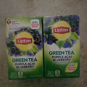 2 Lipton Green Tea Purple  Acai Blueberry Flavor 20 tea bags 0.85 oz(24g)