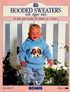 Children's Hooded Sweaters With Zipper Knit Crochet Patterns Infant To 4 Years - Picture 1 of 3