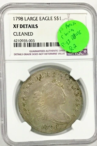 1798 Draped Bust Dollar Large Eagle Reverse, nice toning NCG XF details Cover