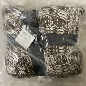 Threshold Brown & Beige Heavy Weight Chunky Cable Knit Throw Blanket 50"X60" - Picture 1 of 3