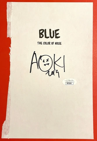 Steve Aoki Autograph Signed Book Page Cut DJ Blue Color of Noise JSA COA 252 Cover
