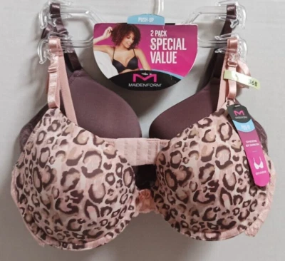 NUEVO CON ETIQUETAS Maidenform Paquete de 2 Sujetadores Push-Up Demi Cobertura Con Aros Estilo P00707 Talla 36B Foto 1 de 4