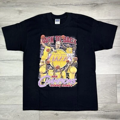 VINTAGE LAKERS RAP TEE XL Kobe Shaq 2000 2001 T-Shirt Back To Back NBA Champions - Image 1 of 4