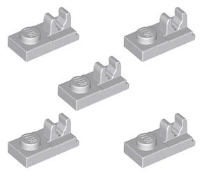 5 New LEGO Medium Stone Grey Modified Plate 1x2 w Clip on Top 92280 hinge holder - Picture 1 of 6