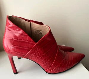 Zara Boots Size UK 3 Red Faux Leather Heeled Party Occasion - Picture 1 of 13
