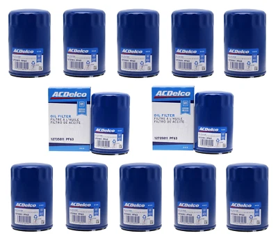 12 Engine Oil Filters ACDelco GM OE/GM Genuine Parts PF63 REPLACE OEM # 12735811 - Image 1 of 4