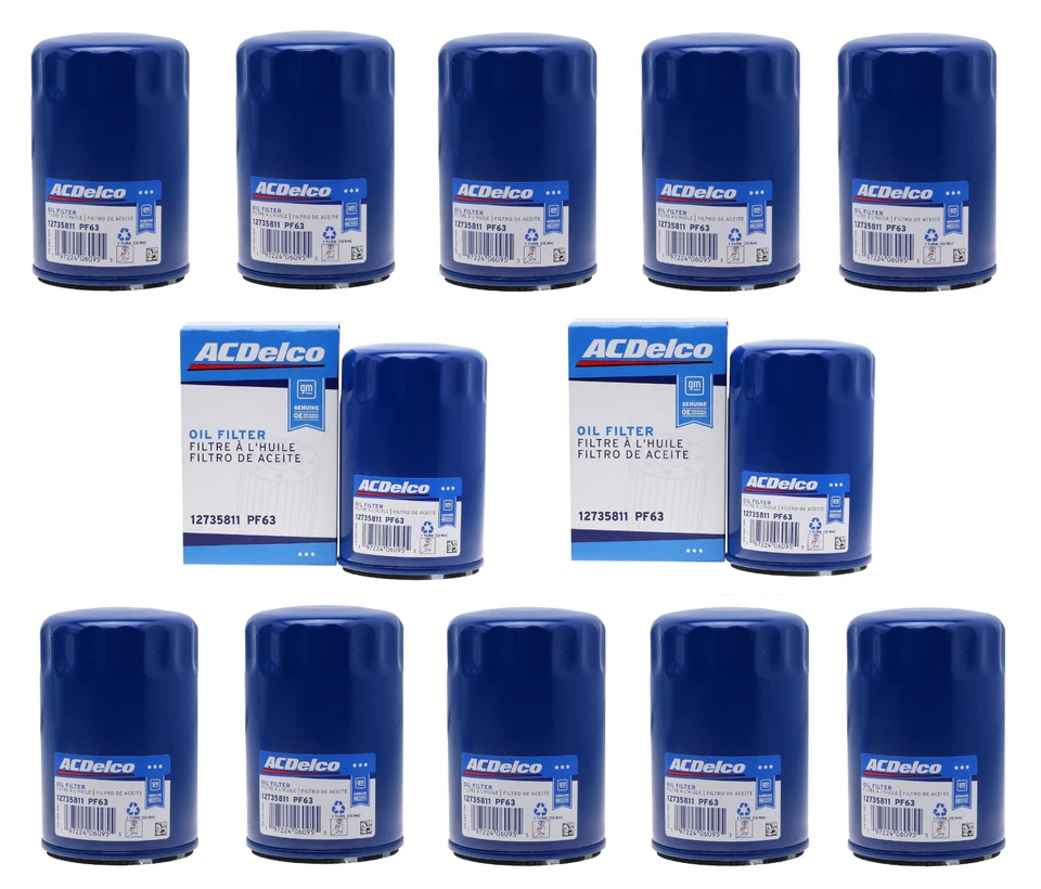 12 Engine Oil Filters ACDelco GM OE/GM Genuine Parts PF63 REPLACE OEM # 12735811 - Image 1 of 4