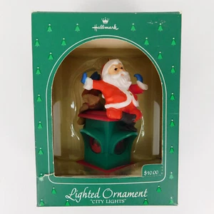 Hallmark Santa LIGHTED ORNAMENT City Lights Holiday Magic 1984 Christmas 3.5" - Picture 1 of 24