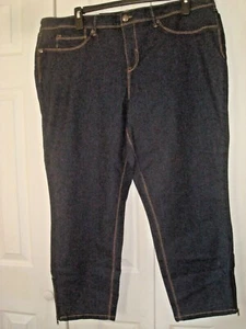 Pantalones de mezclilla para damas Plus talla 24W mordedores de tobillo lavado oscuro - Imagen 1 de 2