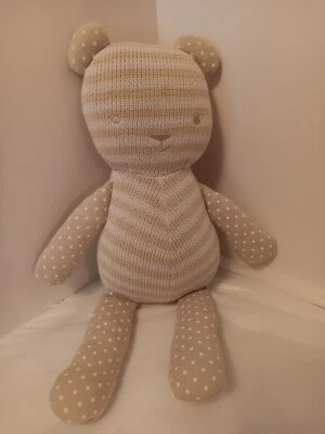 "Oso de peluche tejido Baby Aspen 14"" peluche juguete de peluche sonajero a rayas amorosas" Foto 1 de 4