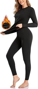 SIMIYA Thermal Underwear Set for Women Long Johns with Fleece Small, Black - Picture 1 of 6