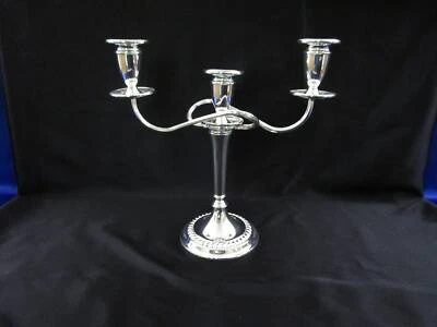 复古镀银扭臂三烛台英格兰 20 世纪 40 年代烛台 — 第 1/4 张图片