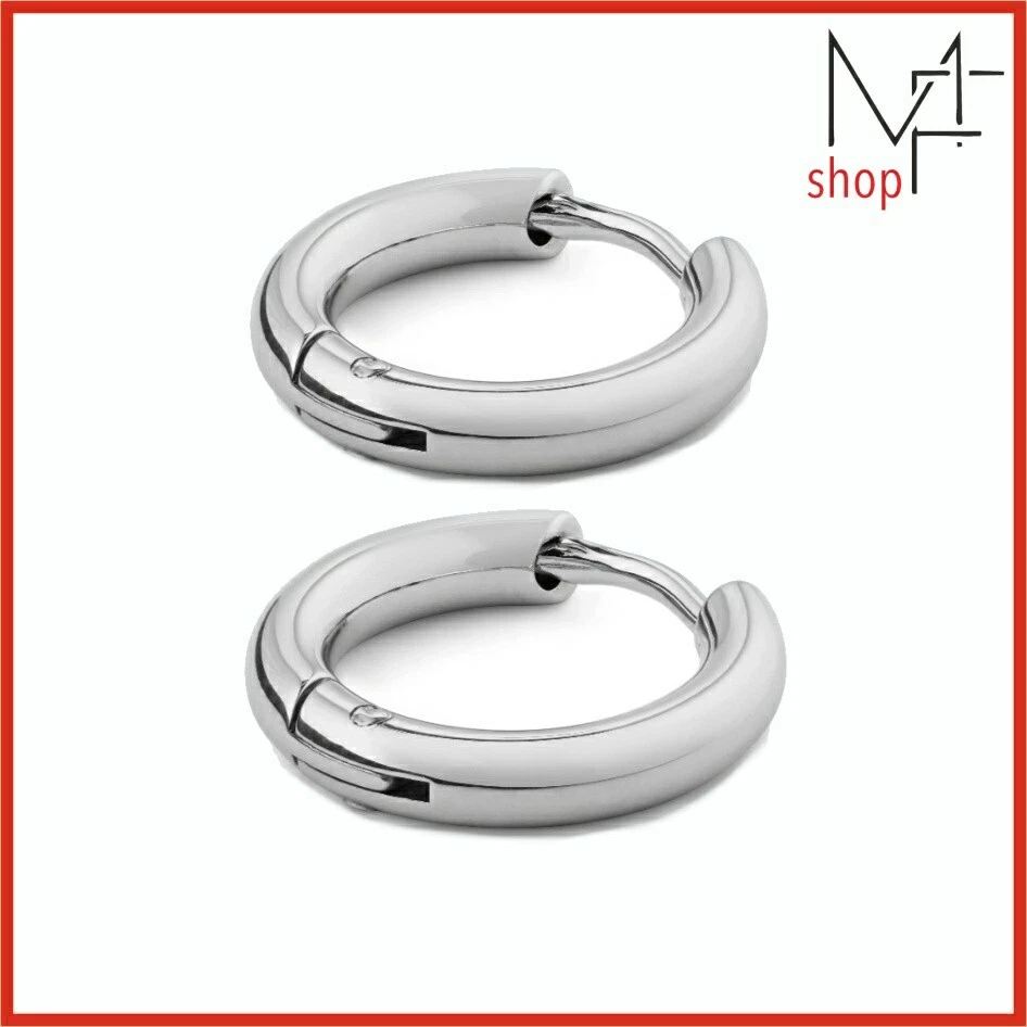 ORECCHINI CERCHIO ACCIAIO INOX Colore Argento Uomo Donna Orecchino Unisex Italia - Immagine 1 di 4