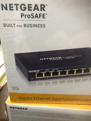 NETGEAR ProSafe GS108 8-Port Gigabit Ethernet Desktop Switch Plug Play Metal v4  - Image 1 of 2