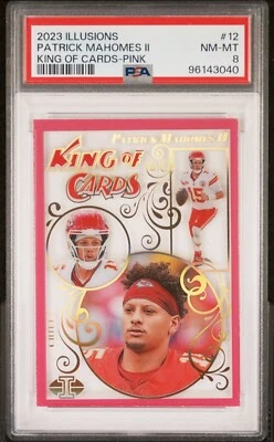 2023 Panini Illusions King of Cards Pink #12 Patrick Mahomes II PSA 8 Pop 3 - Image 1 of 2