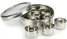 Spice Masala Canister Dabba Box 19cm 7pc Stainless Steel with clear lids