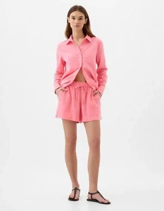 4" Mid Rise Easy Linen-Blend Pull-On Shorts NWT - Picture 1 of 2