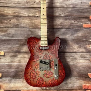 Vintage Custom Shop red Paisley Electric Guitar maple neck in stock ship quick - Picture 1 of 11