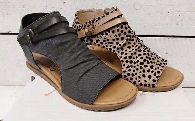 Ladies Blowfish Malibu Butterfly Vegan Micro Wedge Zip Silhouette Sandals