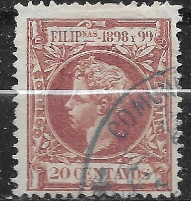 1898  PHILIPPINES FILIPINAS ALFONSO XIII SC#206 TELEGRAPH    USED - Image 1 of 2