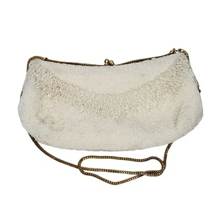 Vintage Walborg Perlen formelle Abendtasche Handtasche perlmutt creme - Bild 1 von 9