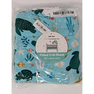 NIB Little Sleepies Sea Turtle Friends Fitted Crib Sheet - Picture 1 of 2