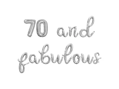 70 Y Fabulosas Letras Cursivas Globo Banner - Decoraciones Fiesta Cumpleaños 70 Foto 1 de 4