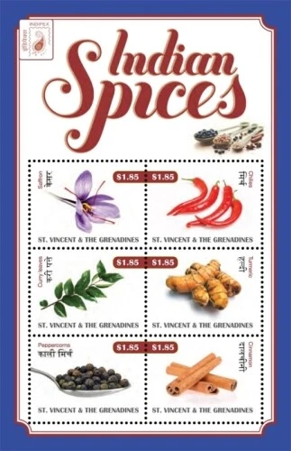 St. Vincent 2011 - INDIPEX Spices of India - Sheet of 6 Stamps Scott #3749 - MNH - Image 1 of 1